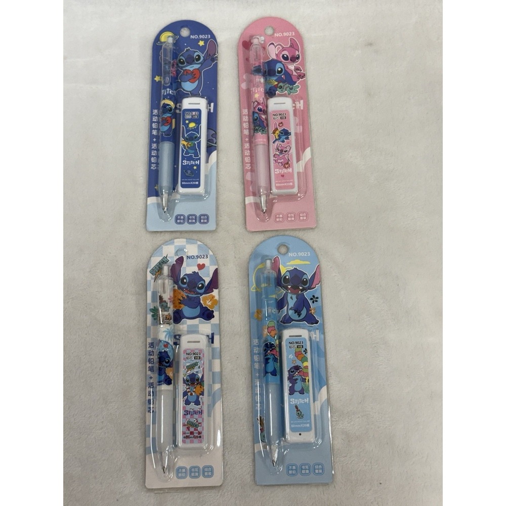 Disney Stitch Mechanical Pencil with Extra Led & Case, Set Of 4, 0.5mm